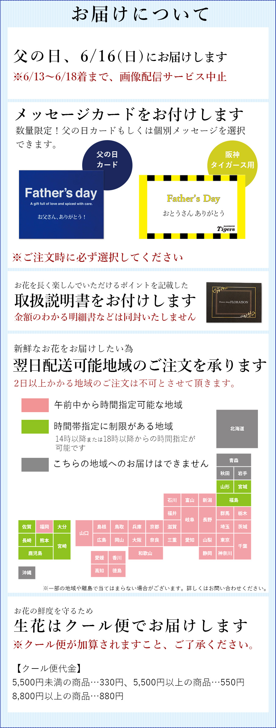 父の日お届けについて